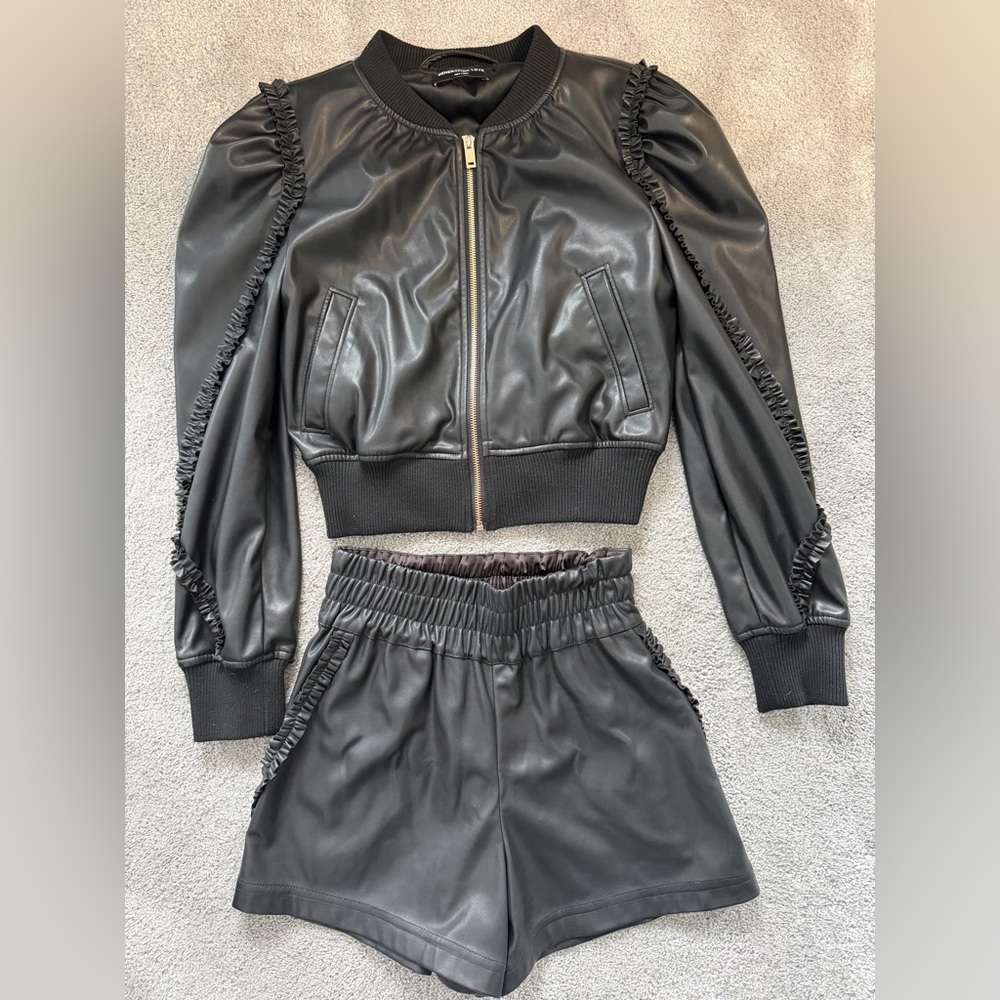 Generation Love 🩷CHLOE Black Ruffle Bomber Jacket and Matching shorts! Small.